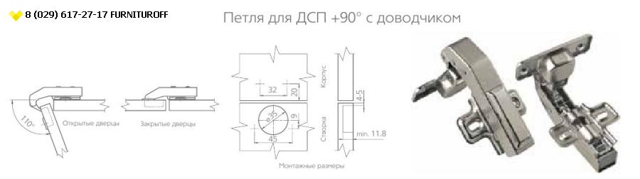 Фото петли +90 с доводчиком